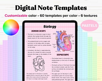 Digital Note Paper Templates, iPad Notetaking, Notepaper Template Goodnotes, Student Note Taking, Digital Notepad, Portrait Notes - PASTEL