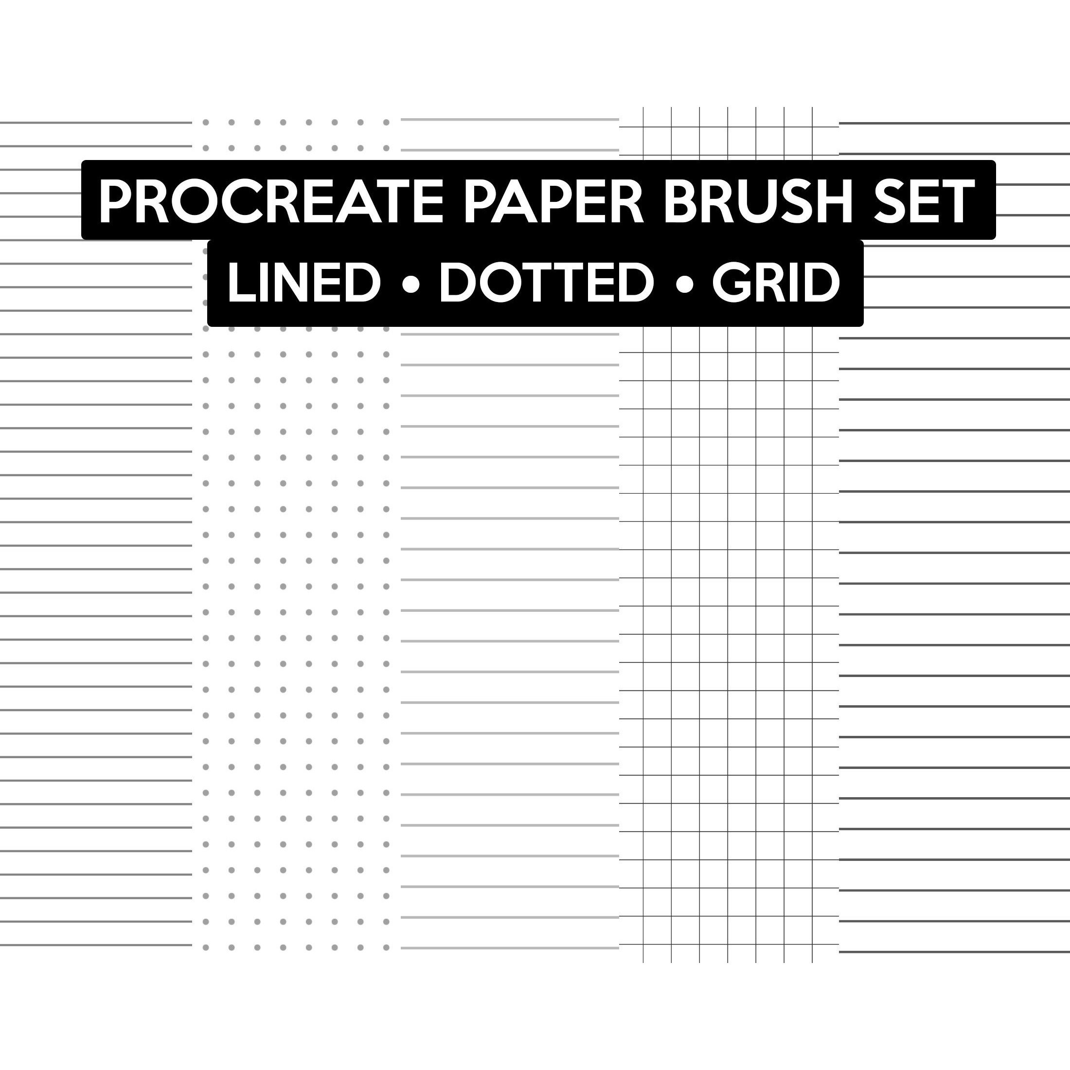 Set de pinceles de papel para Procreate – Texturas de líneas, cuadrícula y puntos (12 pinceles)