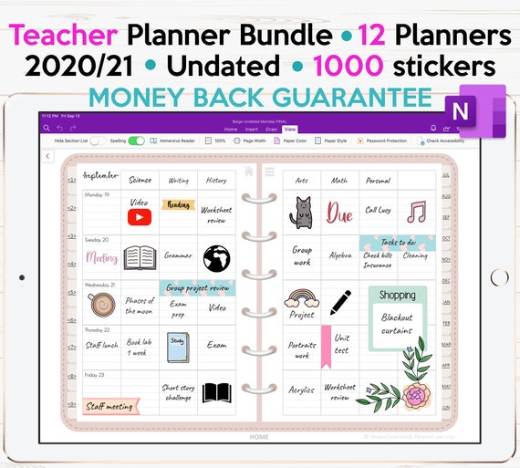 Onenote teacher planner 2021 free