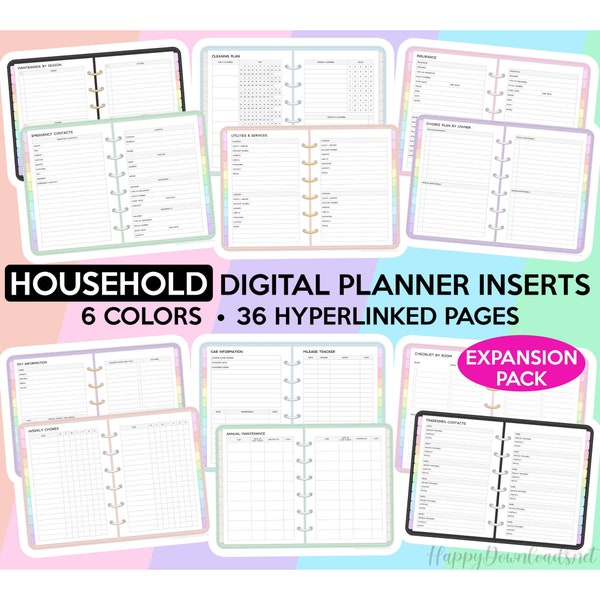 Household Digital Planner Goodnotes Template Home Digital Planner Inserts Family Planner Cleaning Planner Chores Tracker Mom Planner
