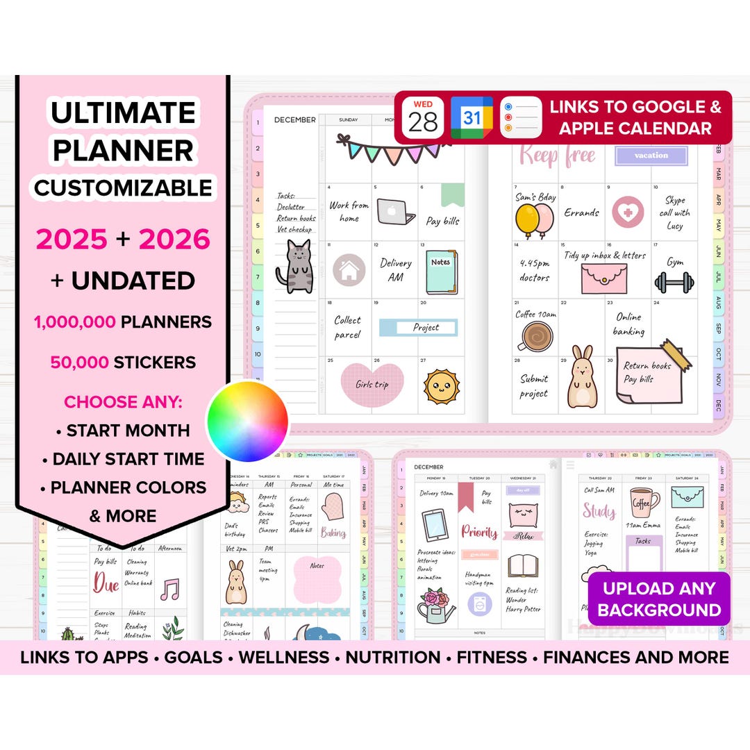 Digital Planner 2025 2026 Undated Goodnotes Planner iPad Planner ...