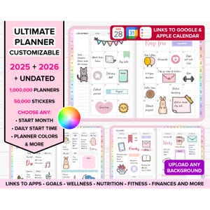 Digital Planner 2025 2026 Undated Goodnotes Planner iPad Planner Digital Notebook Daily Planner Weekly Planner ADHD Planner Digital Journal