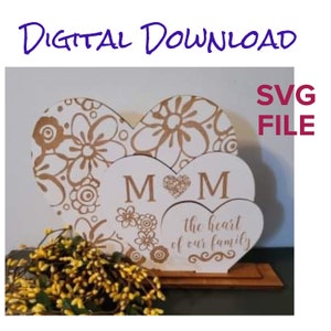 Mom Heart of the Family (Triple Heart) SVG / Digital Download / Glowforge Ready