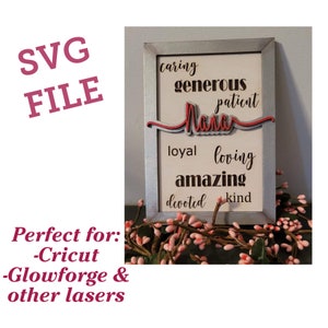 Nana Mother's Day Sign SVG / Digital Download / Glowforge Ready