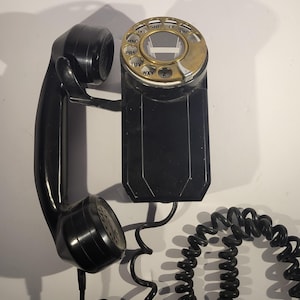 Vintage Automatic Electric Monophone Rotary Dial Wall Telephone – Art Deco Charm