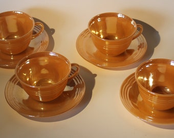Vintage Anchor Hocking Fire King Peach Luster Saucer Plate