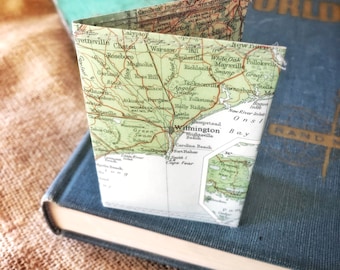 South Carolina Vintage Map Card Holder, Slim Wallet