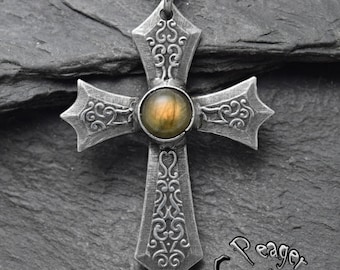 Cross pendant,Labradorite pendant,healing pendant,men pendant,Chakra necklace,Women pendant,silver necklace,Gemstone necklace