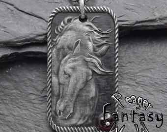 Horse Garnet Pendant,silver necklace,Women pendant,gift pendant,soldered necklace,Fashion pendant,Engraved pendant,Old style pendant