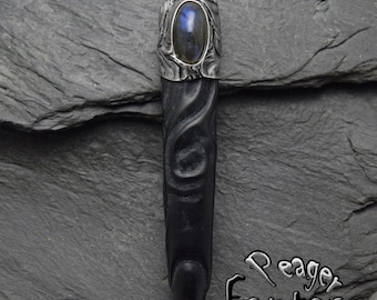 Collier de doigt d’obsidienne, bijoux en argent labradorite, pendentif Multistone, pendentif Chakra, pendentif de doigt, pendentif de guérison, style antique