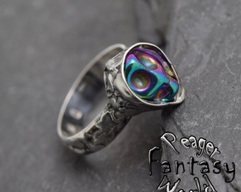 Anello ematite in titanio,Anello d'argento Sterling,Pietra di teschio,pietra curativa,anello di gioro,San Valentino,Anello donne,Gioielli ematiti