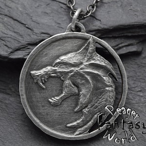 Wolf Amulet,Witcher Medallion,Wolf pendant,Witcher pendant,Witch pendant,engraved pendant,Wolf jewelry,Witcher necklace