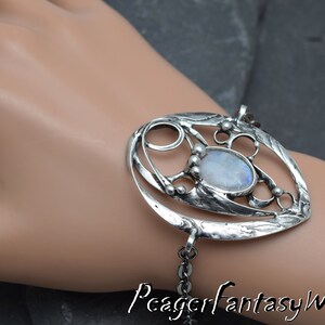 Bracelet Moonstone, Bracelet de femmes, bracelet argenté de Pierre de Lune, bracelet de métal, bracelet fait à la main, jour de Valentine, cadeau de Pierre de Lune, peager image 5