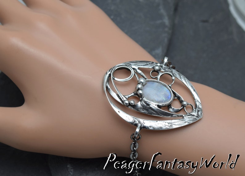 Bracelet Moonstone, Bracelet de femmes, bracelet argenté de Pierre de Lune, bracelet de métal, bracelet fait à la main, jour de Valentine, cadeau de Pierre de Lune, peager image 5