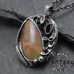 Australian Black Opal Pendant,Opal pendant,gift for women,silver pendant,Huge opal pendant,women jewelry,Metalwork pendant,Gypsy Pendant image 3
