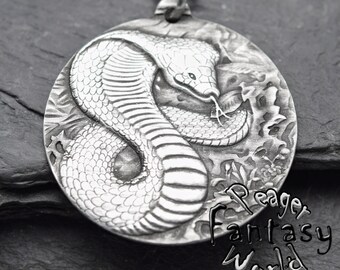 Snake metal Pendant,silver necklace,Women pendant,Cobra pendant,soldered necklace,Fashion pendant,Engraved pendant,Snake men pendant