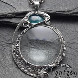 Ciondolo con lente d&#39;ingrandimento, ciondolo con smeraldo, collana boho, ciondolo alla moda, ciondolo curativo, ciondolo chakra