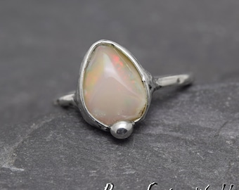 VIDEO !!Welo Ethiopian,Flower ring,Sterling silver Womens ring,Multicoloured stone,Statement ring,precious opal,Stacking Ethiopian Opal ring