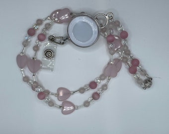 Pink heart lanyard