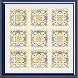 Geometric Cross Stitch Cushion Pattern - Handmade - Embroidery - Cross Stitch Pattern Yellow, Gold, Blue