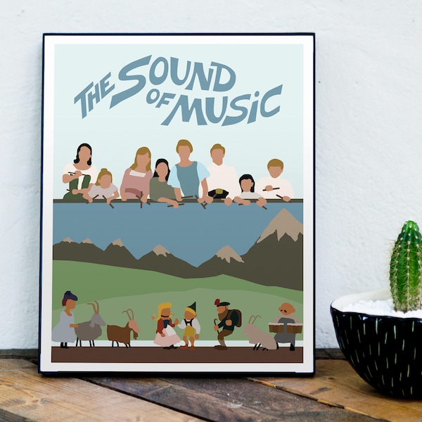 The Sound of Music Poster, Julie Andrews, Christopher Plummer, 1960s Movie, Musical, Classic Movie, Minimalist Movie Poster