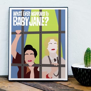 What Ever Happened to Baby Jane Poster, Bette Davis, Joan Crawford, 1960s Movie, Classic Movie, Minimalist Movie Poster