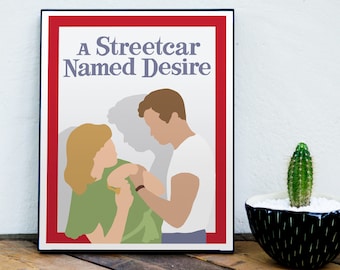 A Streetcar Named Desire Poster, Marlon Brando, Vivien Leigh, 1950s Movie, Classic Movie, Minimalist Movie Poster