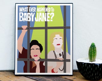 What Ever Happened to Baby Jane Poster, Bette Davis, Joan Crawford, 1960s Movie, Classic Movie, Minimalist Movie Poster