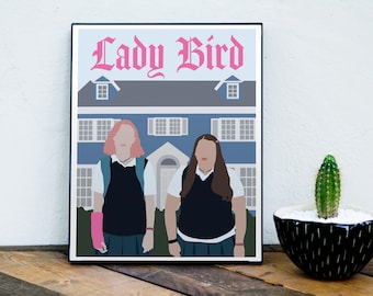 Lady Bird Poster, Saoirse Ronan, Laurie Metcalf, Beanie Feldstein, Lucas Hedges, 2010s Movie, Minimalist Movie Poster