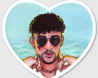 Bad Bunny Blue Heart Sticker