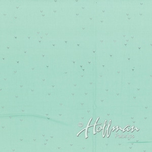 Hoffman Fabrics Me+You Spearmint Green Metallic Silver Batik Fabric 148-445S-Spearmint-Silver