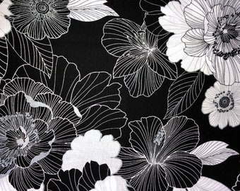 Kanvas Studio Midnight Fern Black Silver Metallic Cotton Fabric 7879P-12-Black