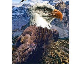 Hoffman Fabrics Call of the Wild Americana Bald Eagle Cotton Panel W5509-159-Americana