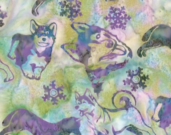 Hoffman Fabrics Abalone Siberian Husky Dog Batik Fabric J2430-185-Abalone