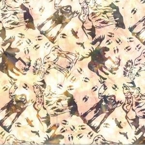 May include: A seamless pattern featuring a repeating design of moose silhouettes in black and white on a light peach background. The pattern also includes a scattering of moose footprints.