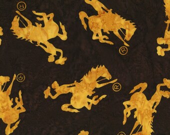 Hoffman Fabrics Cappuccino Wyoming Bucking Horse Batik Fabric P2073-610-Cappuccino