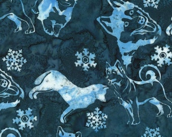 Hoffman Fabrics Storm Siberian Husky Dog Batik Fabric J2430-147-Storm