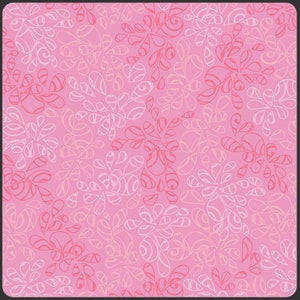 Puede incluir: Un fondo rosa con un patrón repetitivo de formas florales estilizadas en tonos de rosa y blanco. El diseño presenta una mezcla de elementos sólidos y delineados, creando un efecto en capas. La estética general es suave y femenina.