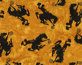 Hoffman Fabrics Dijon Wyoming Bucking Horse Batik Fabric P2073-432-Dijon