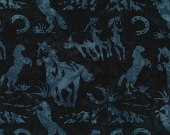 Hoffman Fabrics Macaw Blue Horse Batik Fabric N2907-317-Macaw