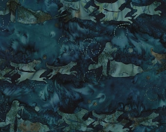 Hoffman Fabrics Teal Blue Dog Musher Batik Fabric G2208-21-Teal
