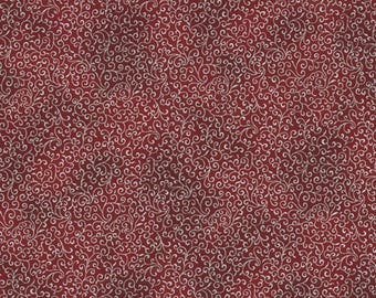 Hoffman Fabrics Holiday Elegance Garnet Silver Scrolling Leaves Cotton Fabric P7618-231S-Garnet-Silver