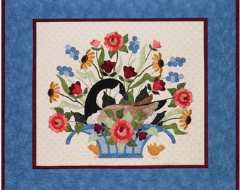 P3 Designs Nesting Goose with Flowers Applique Quilt Pattern
