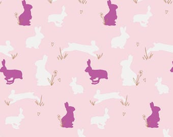 Art Gallery Fabrics Anna Elise Bunny Binkies Fluff Metallic Cotton Fabric ANE-77505