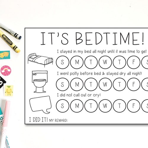 Bed Time Routine Bed Time Reward Card Toddler Charts Etsy