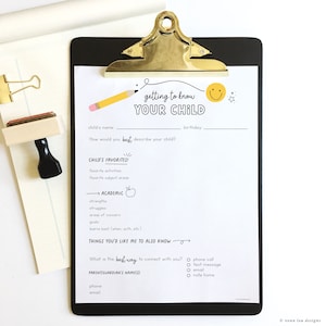 student survey - student favorites - getting to know you - teacher to parent survey - hand illustrated - DIY - printable