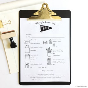 perfect gift survey -  team survey - coworker survey - employee - perfect gift - show appreciation - hand illustrated - color - printable