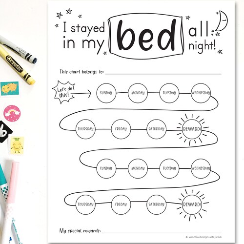 Stay in Bed Reward Chart Printable Download Hand Etsy