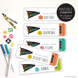 Kids Reward Coupons Printable Rainbow Hand Illustrated - Etsy