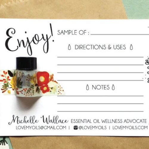 Printable Essential Oil Sample Cards Hand Illustrated Design | Etsy